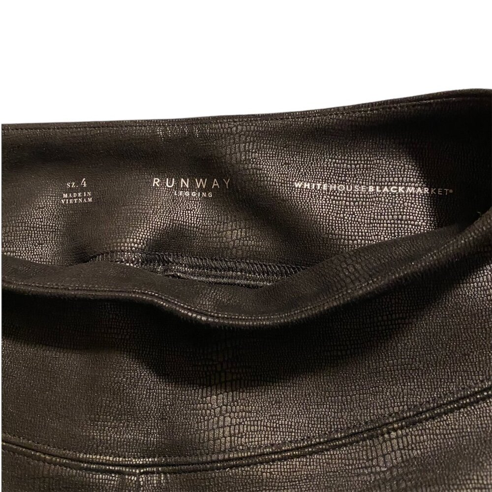 WHITE HOUSE BLACK MARKET Textured Vegan Leather Runway Legging Black Python 4 - Picture 11 of 11